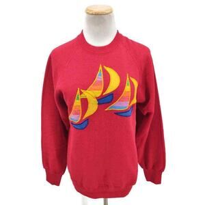 Vintage Bassett-Walker sail boat sweatshirt in size medium Red